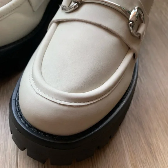 Call It Spring Cream Loafers with Silver Buckle - Picture 3 of 16